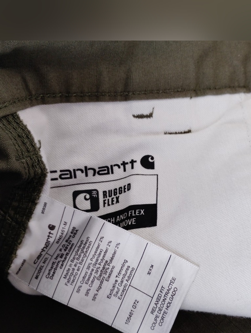 Carhartt Rugged Flex Relaxed Fit Ripstop Cargo Fleece-Lined Work Pant Green . - Picture 8 of 8